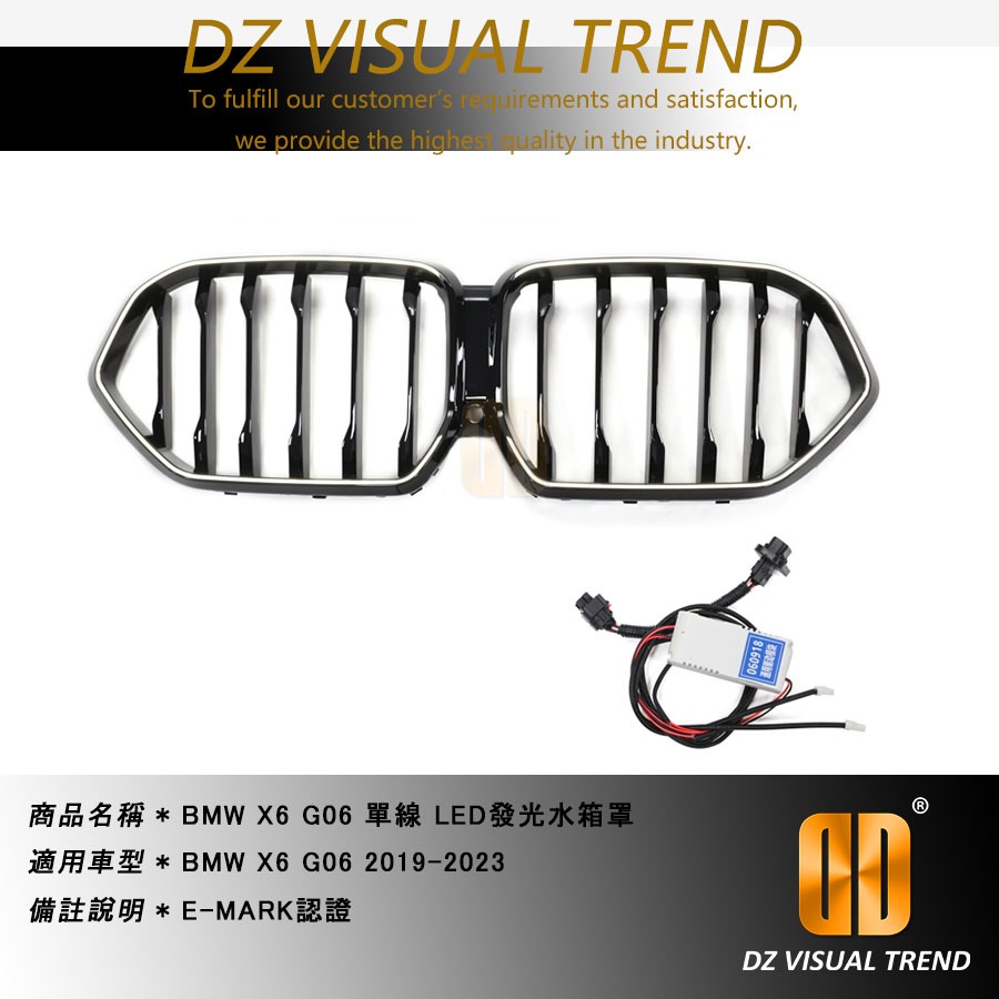 【大眾視覺潮流精品】BMW X6 G06 19-23 LED發光水箱罩 E-MARK認證 單線 雙線