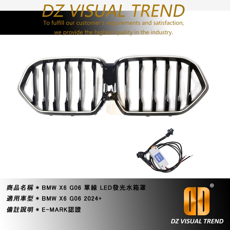 【大眾視覺潮流精品】BMW X6 G06 2024 LED發光水箱罩 E-MARK認證 單線 雙線