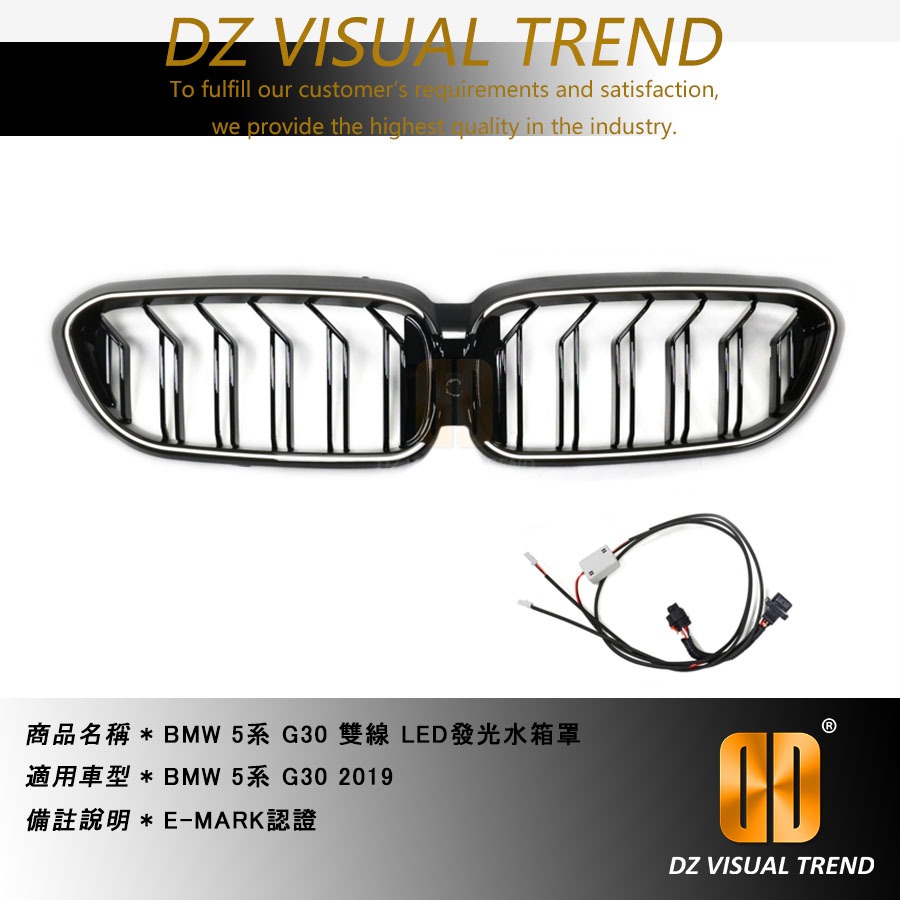 【大眾視覺潮流精品】BMW 5系 G30 2019 LED發光水箱罩 E-MARK認證 雙線